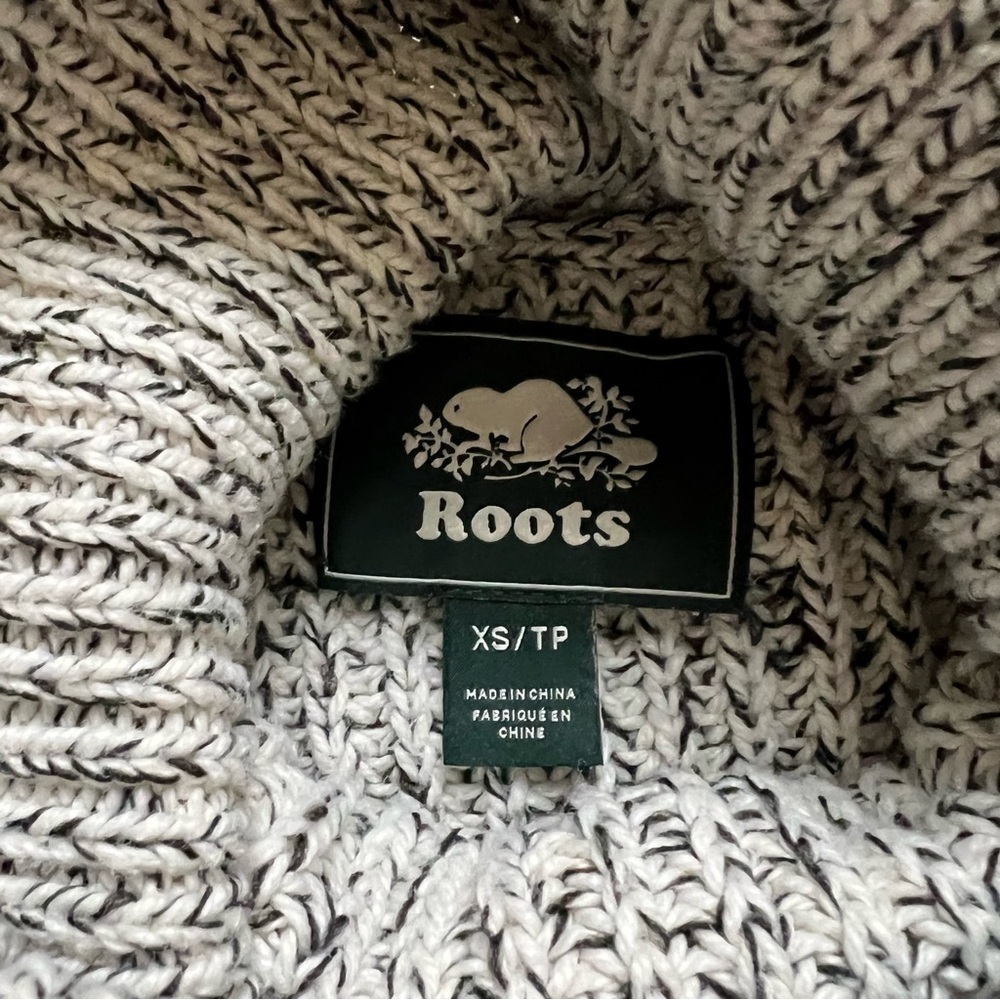Roots Gray Speckle Knit Cotton Blend Snowy Fox Turtleneck Sweater - Sz XS - Picture 11 of 15